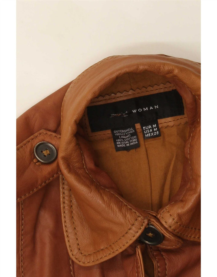 Zara Veste en cuir militaire pour femme UK 14 Marron moyen