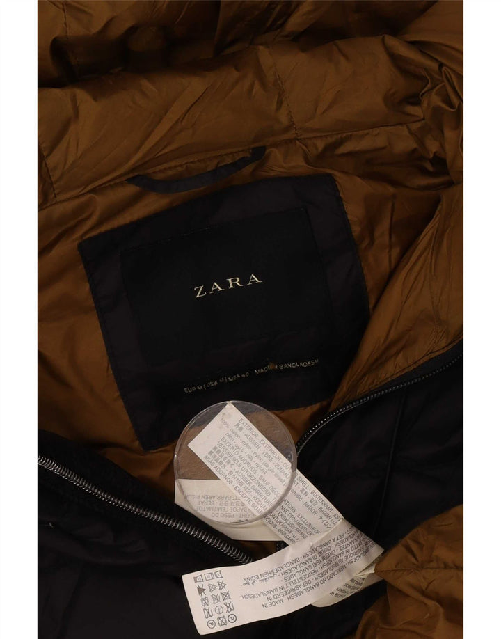 Zara Veste matelassée à capuche pour homme UK 38 Medium Noir Nylon