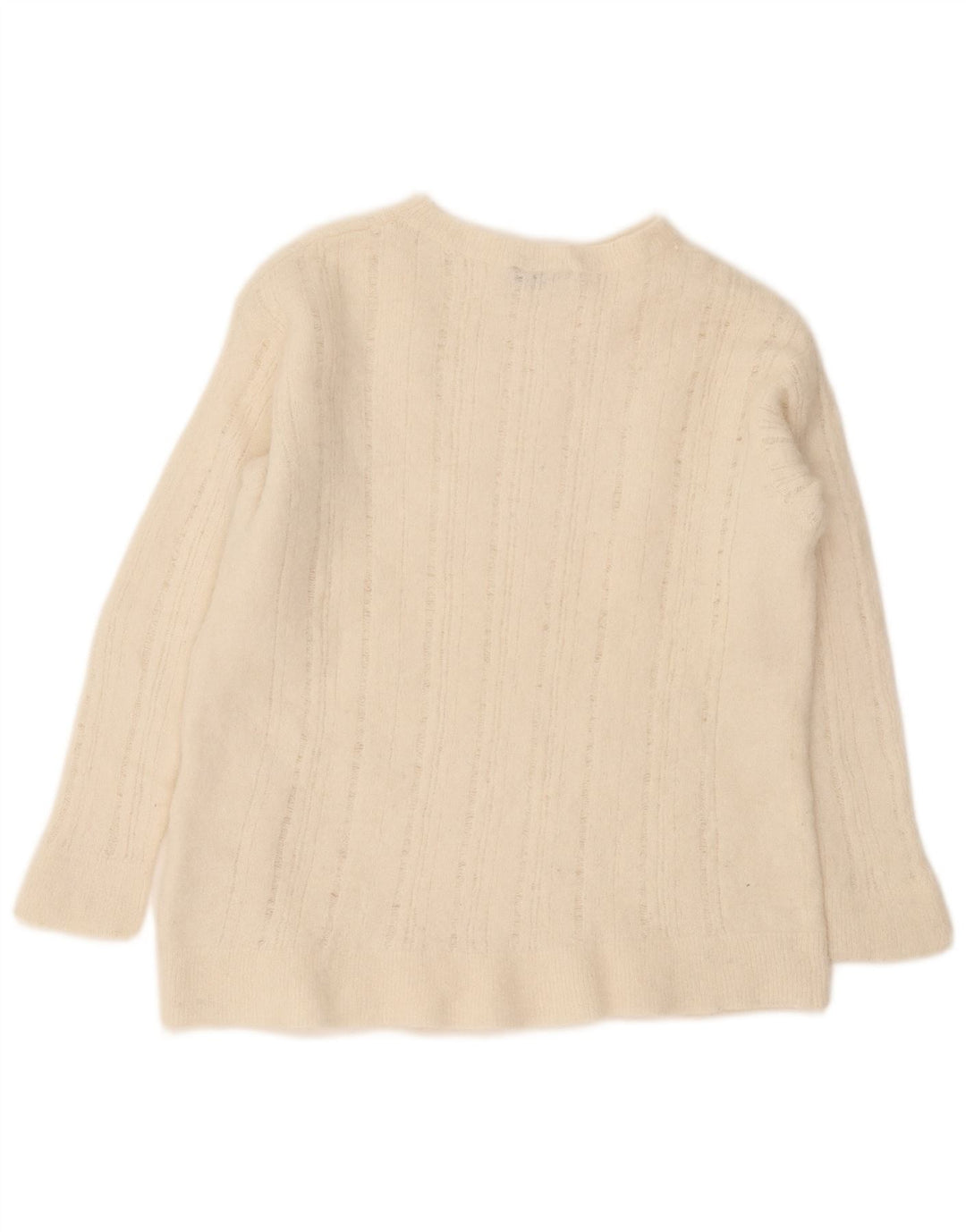 Zara Femme Pull Col Bateau UK 14 Laine Blanc Moyen