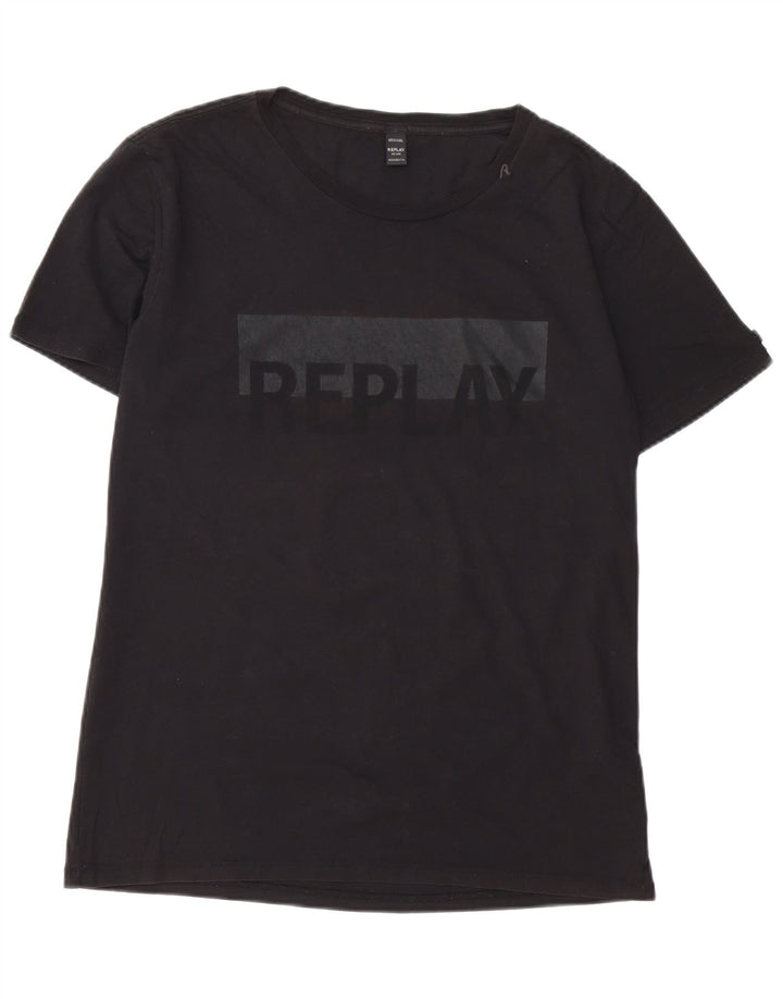 REPLAY T-Shirt Graphique Homme Grand Noir Coton
