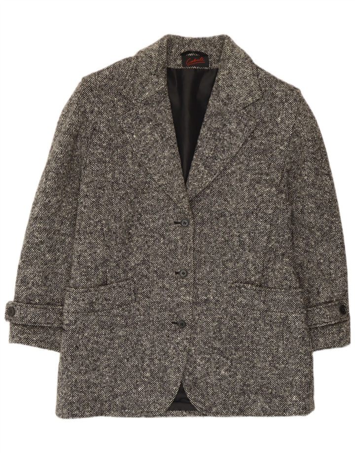 vintage Femme Pardessus UK 14 Gris Moyen