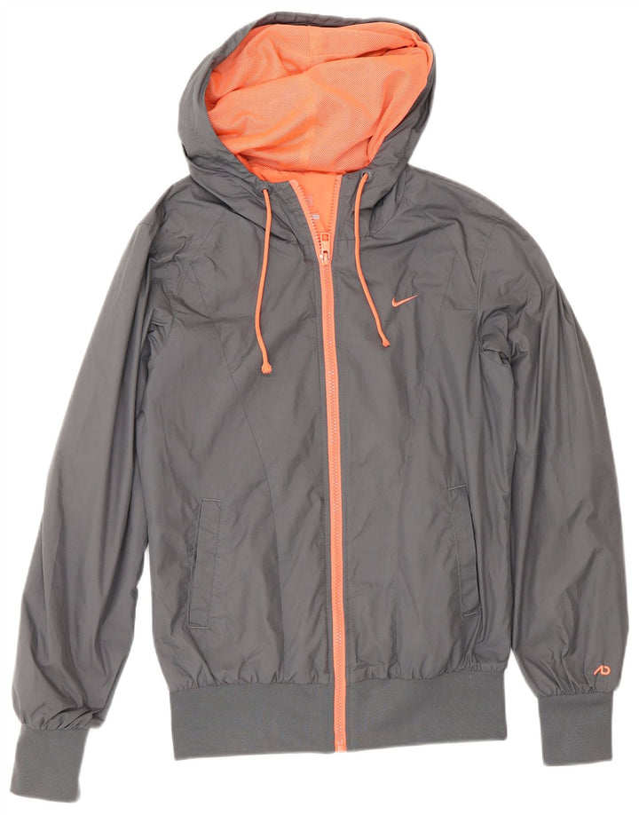 Veste de pluie à capuche Nike pour femme UK 10 Small Gris Polyester Sports