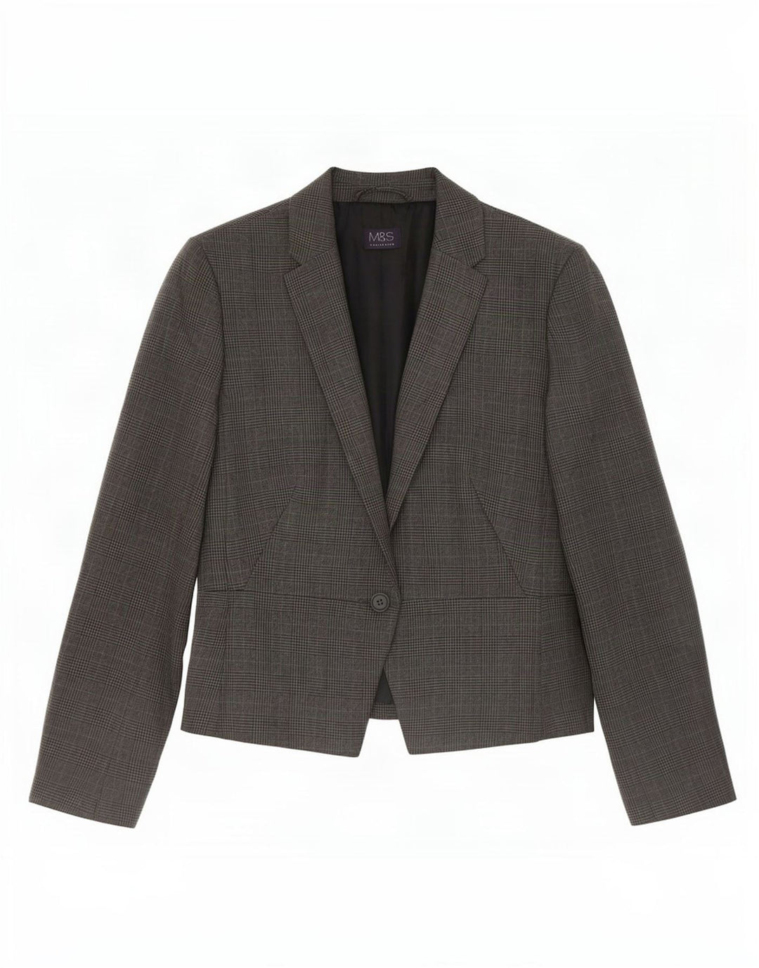 Marks & Spencer Veste blazer à 1 bouton pour femme UK 12 pied-de-poule gris moyen