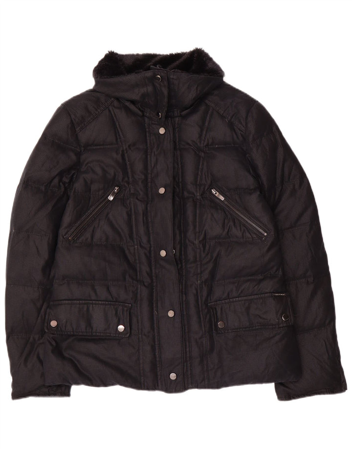 Zara Veste matelassée pour femme UK 14 Large Acrylique Noir