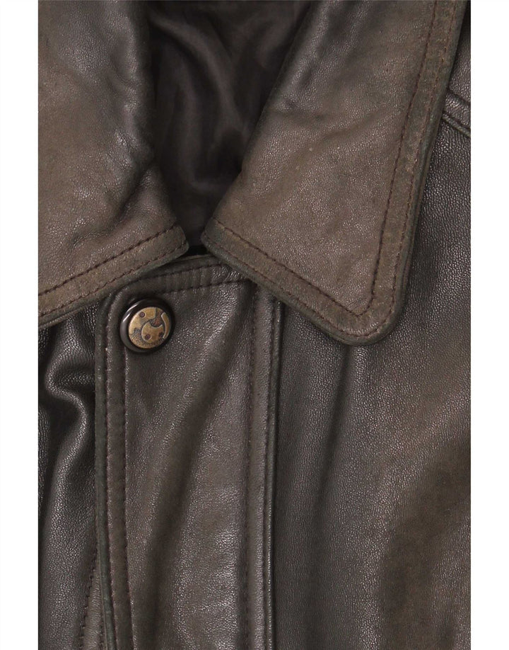 Itallo Veste en cuir pour homme UK 40 Large Noir