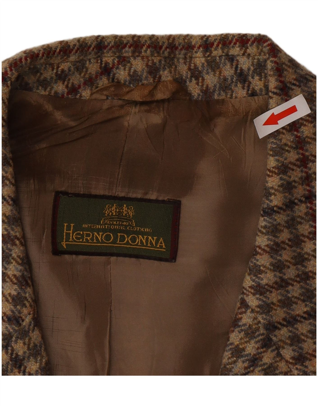 Herno Donna Veste blazer à 2 boutons pour femme IT 50 XL en laine pied-de-poule marron