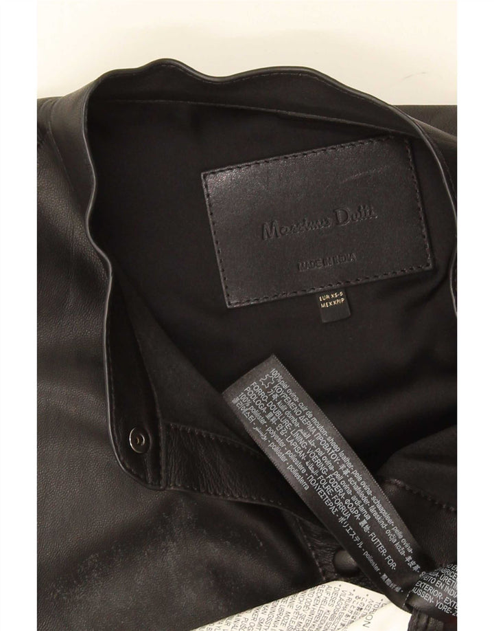 Massimo Dutti Chemise en cuir surdimensionnée pour femme UK 6 XS Cuir noir