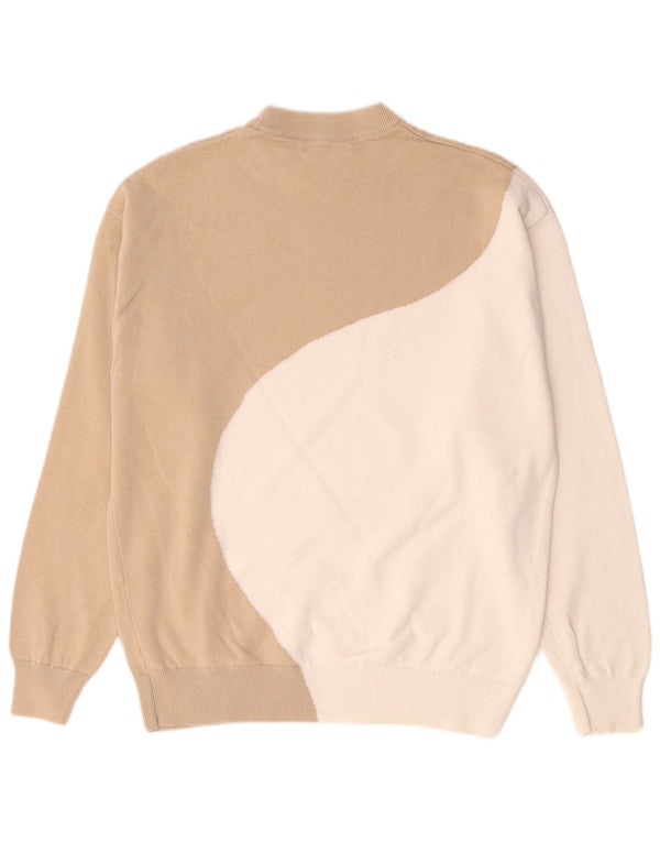 Zara Sweat-shirt surdimensionné pour femme UK 10 Small Beige Colourblock