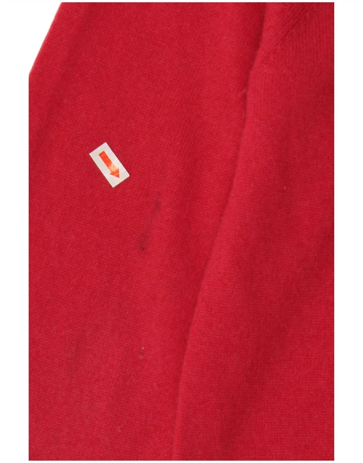 CREW CLOTHING Pull Col V Homme Laine Mérinos Rouge Moyen