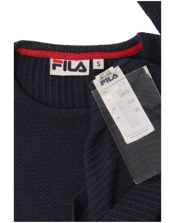 Fila Pull ras du cou pour homme en coton bleu marine Petit