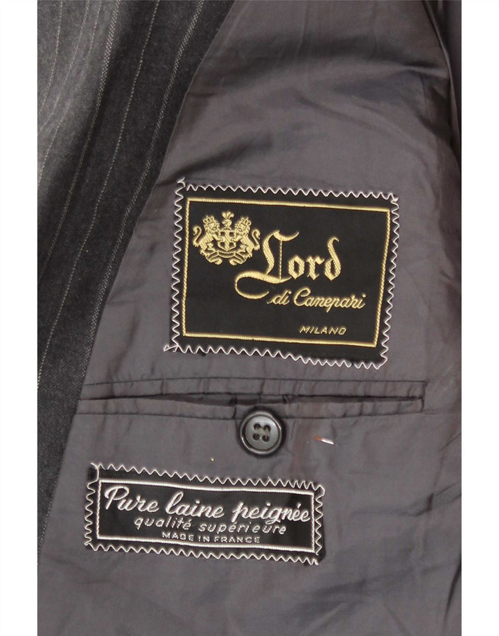Lord Veste Blazer Double Boutonnage Homme UK 38 Laine Rayée Gris Moyen