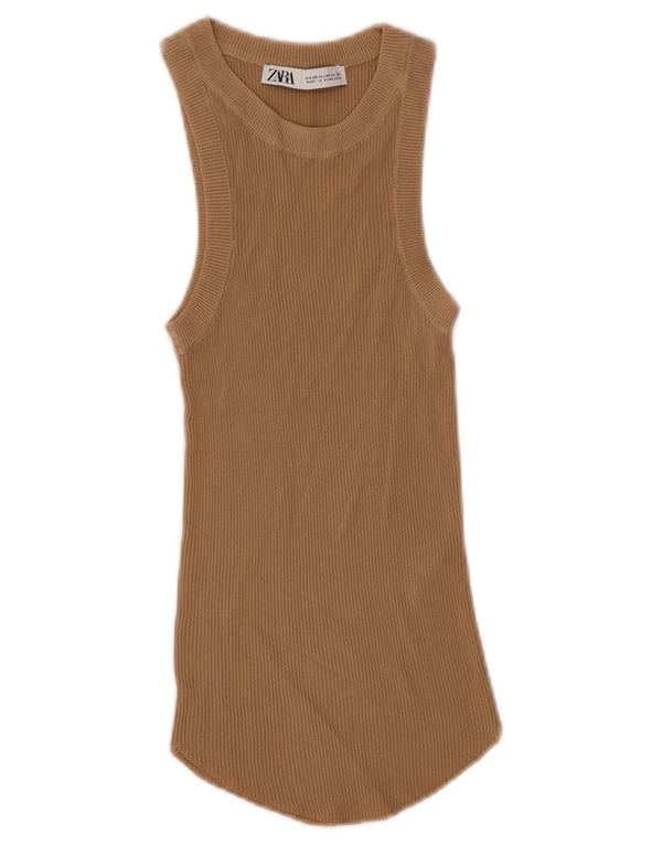 Zara Femme Débardeur UK 4 XS Beige Viscose
