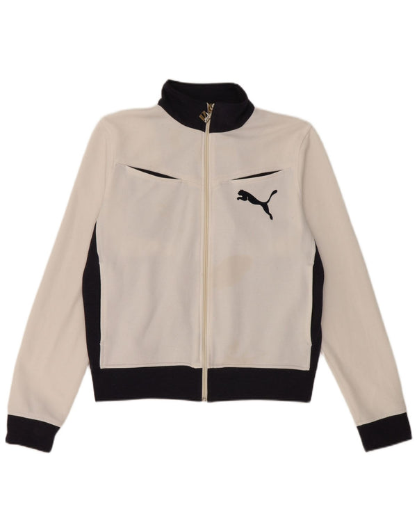 Puma Veste de survêtement pour femme UK 14 Medium Blanc Colorblock Polyester