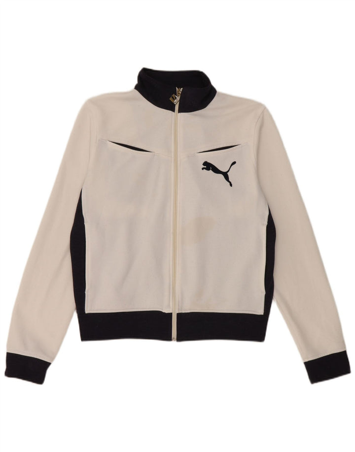 Puma Veste de survêtement pour femme UK 14 Medium Blanc Colorblock Polyester