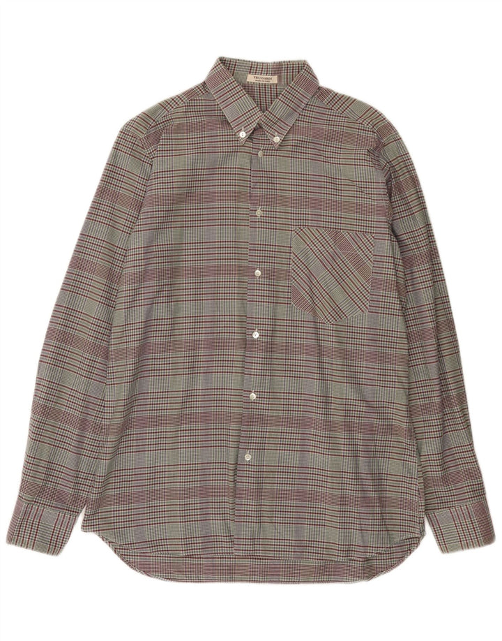 TRUSSARDI Chemise Homme Taille 40 15 3/4 Moyen Multicolore Carreaux Coton