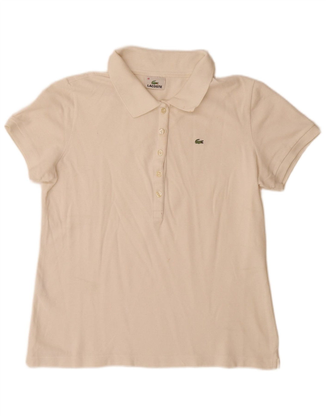 Lacoste Polo Femme Taille 48 XL Coton Blanc Cassé