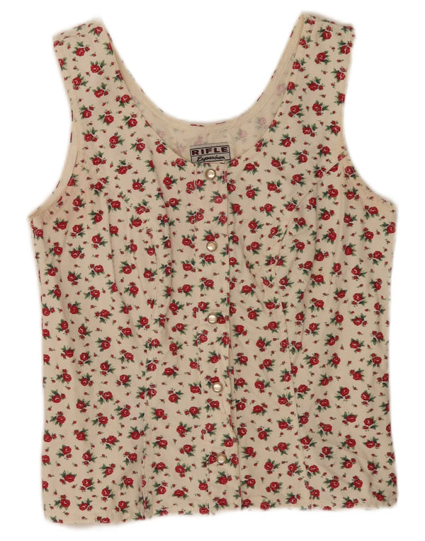 Rifle Chemise courte sans manches pour femme UK 14 Grand blanc cassé floral