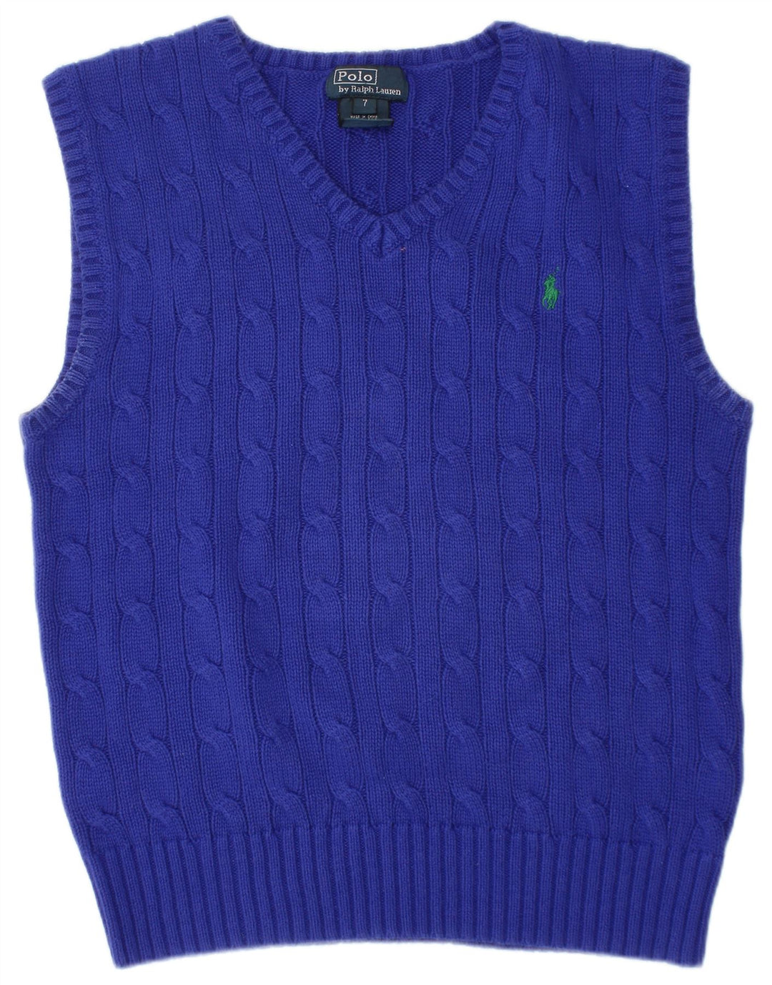 POLO RALPH LAUREN Débardeur Gilet Garçon 6-7 ans Bleu Coton
