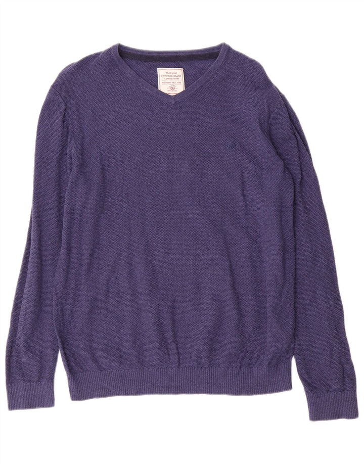 Fat Face Pull Col V Homme Bleu Moyen Coton
