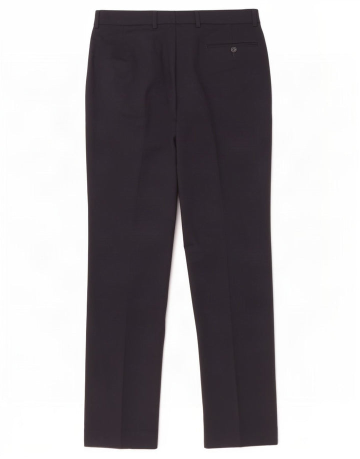 Marks & Spencer Pantalon de Costume Droit Femme W32 L33 Laine Bleu Marine