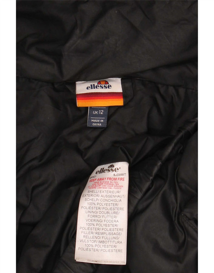 Ellesse Veste matelassée surdimensionnée à capuche pour femme UK 12 Noir moyen Polyester