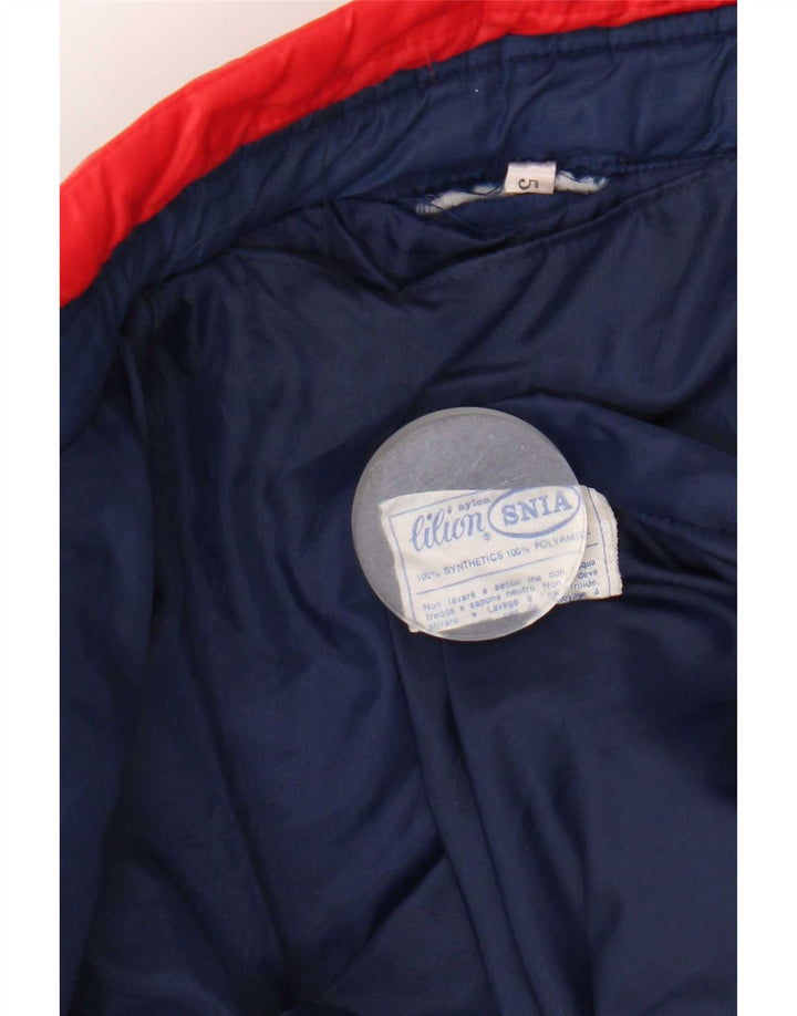 veste rembourrée femme vintage UK 14 Nylon colorblock bleu moyen