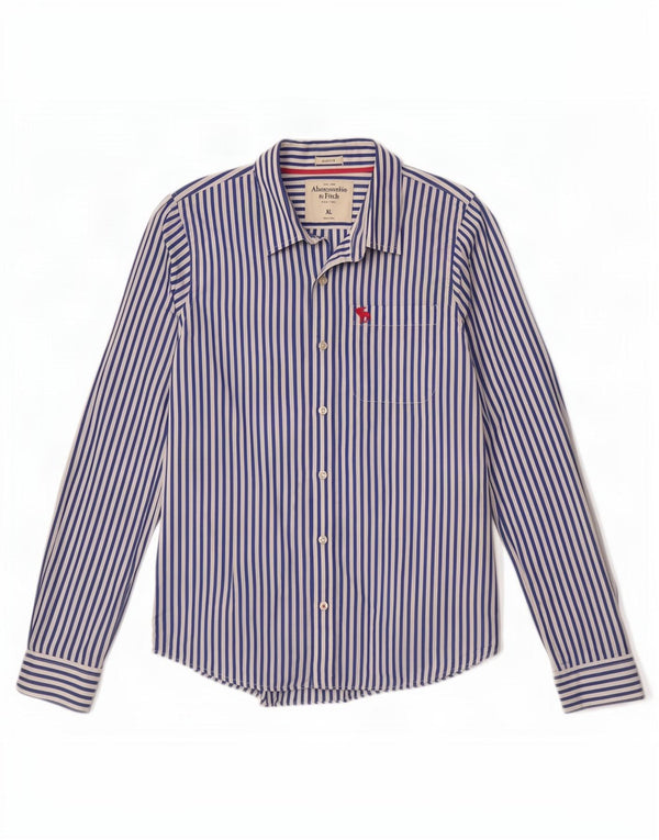 Abercrombie & Fitch Chemise musclée XL en coton à fines rayures pour homme