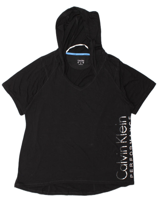 Calvin Klein T-shirt graphique surdimensionné pour femme UK 20 2XL Coton noir