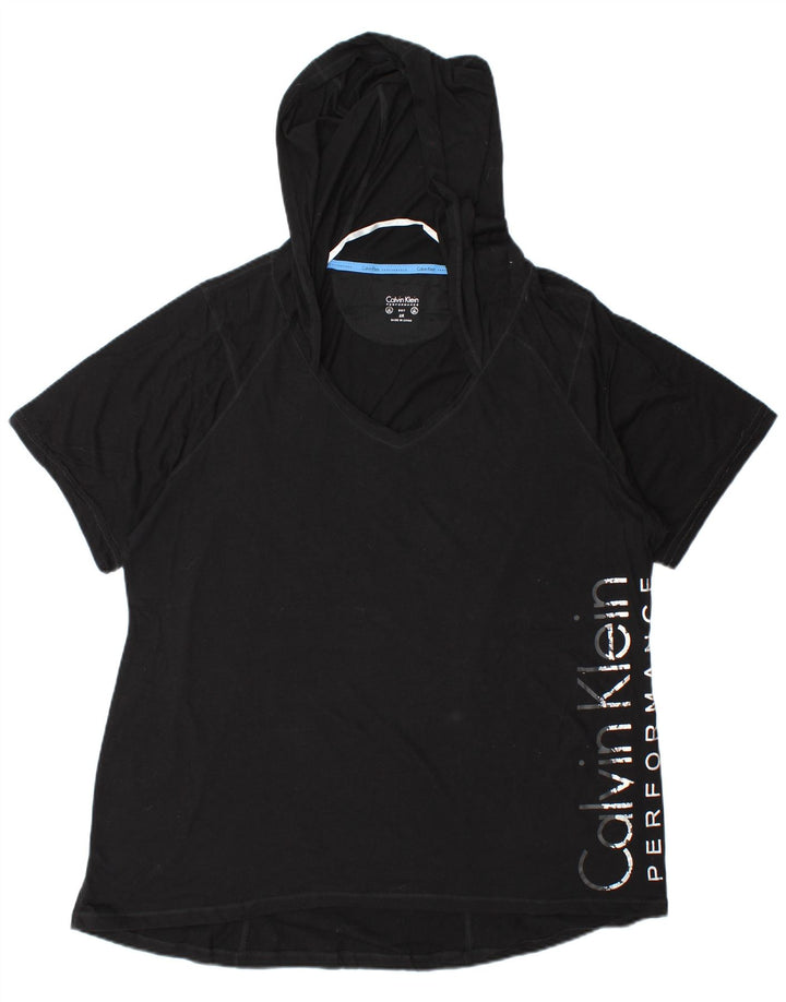 Calvin Klein T-shirt graphique surdimensionné pour femme UK 20 2XL Coton noir