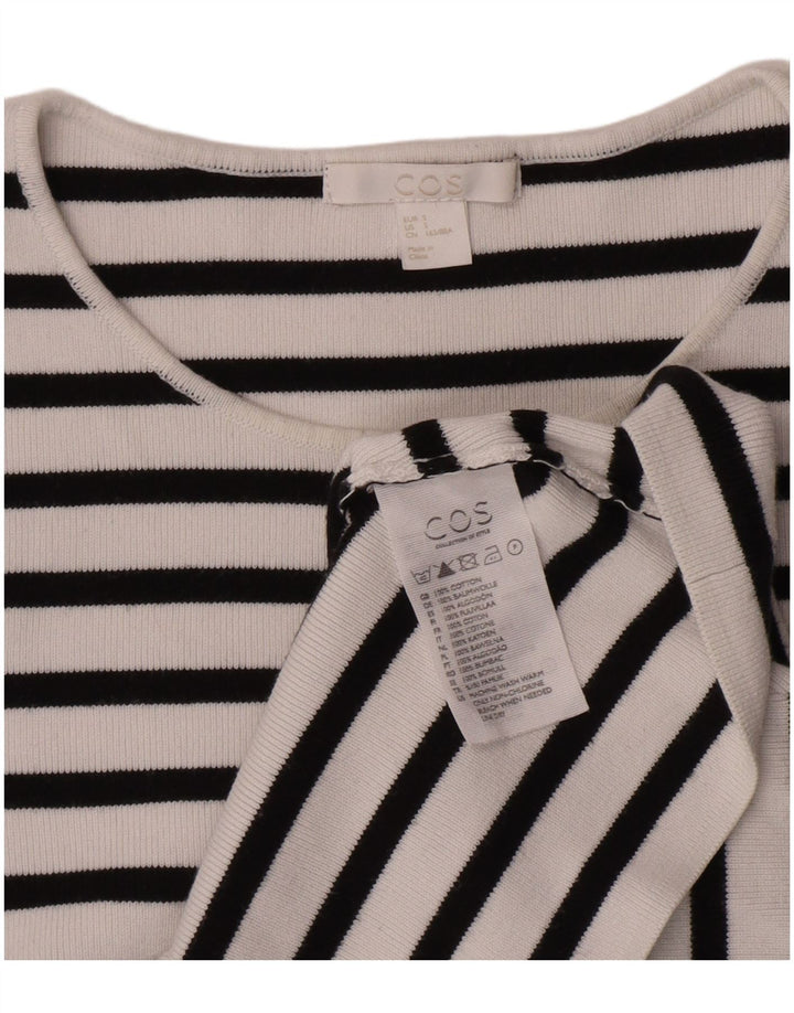 Cos Haut Femme Manches Longues UK 10 Petit Rayé Blanc