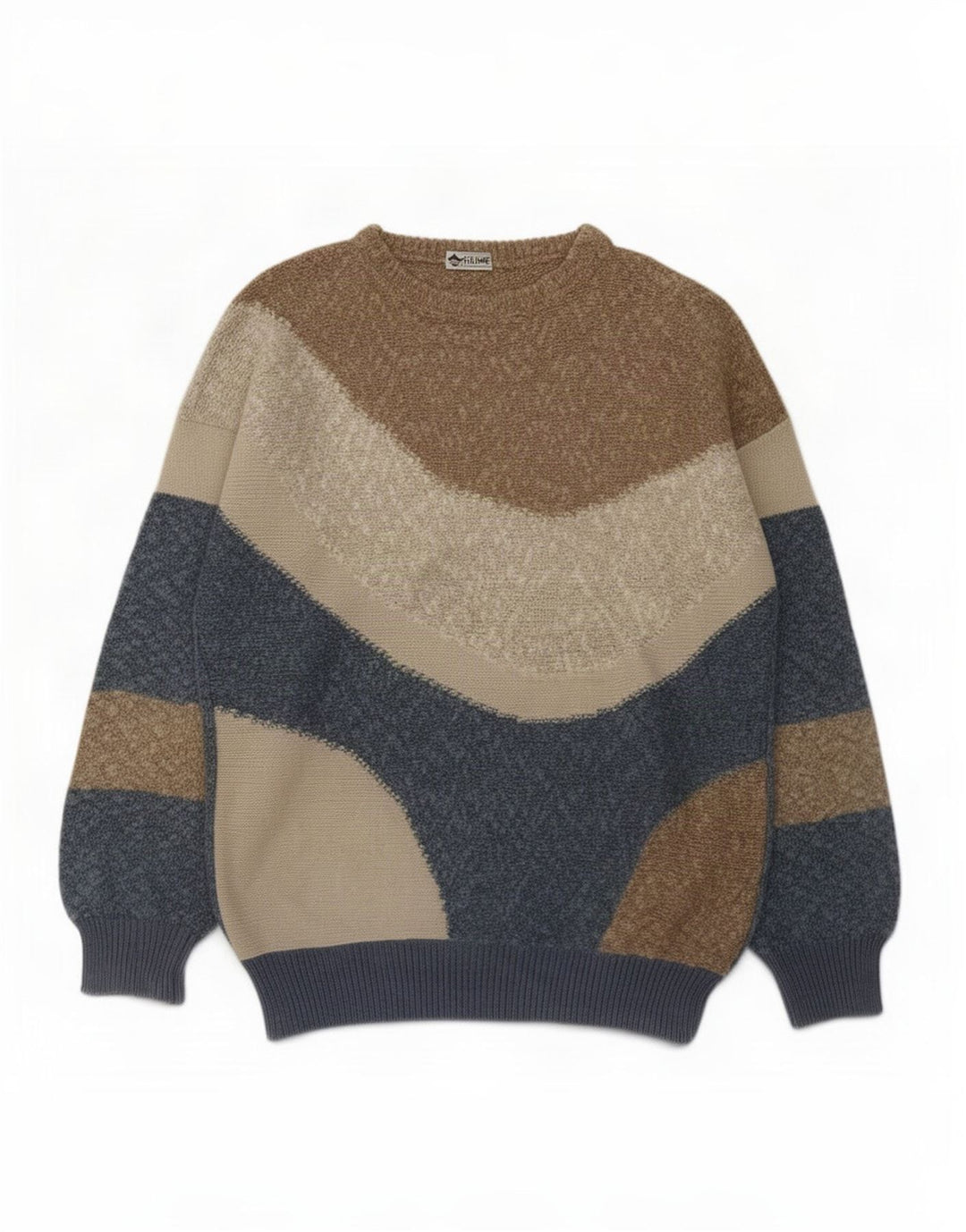 Fiume Pull à col rond pour homme en coton color block multicolore moyen