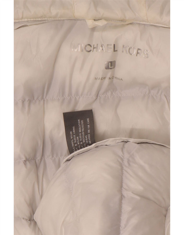 MICHAEL KORS Veste matelassée graphique pour homme UK 40 Large Gris Colorblock