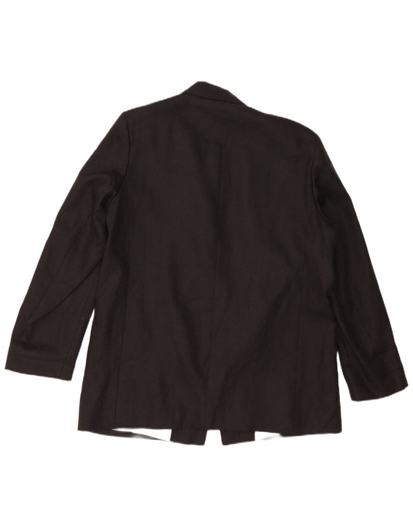 Zara Veste Blazer Ouverte Femme UK 18 XL Lin Noir