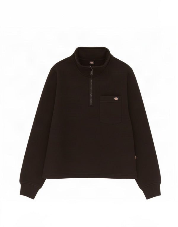 Dickies Sweat-shirt à col zippé pour femme UK 14 Medium Noir