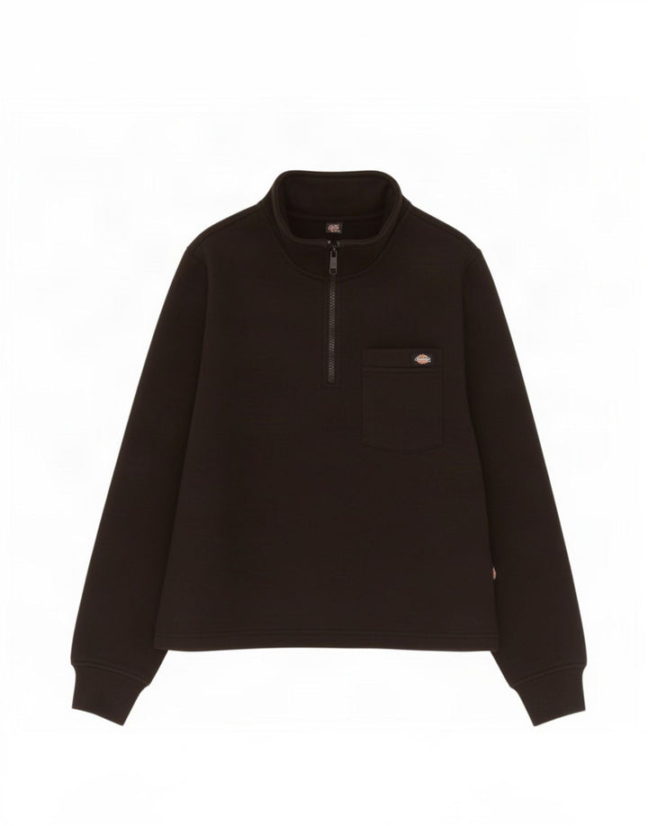 Dickies Sweat-shirt à col zippé pour femme UK 14 Medium Noir