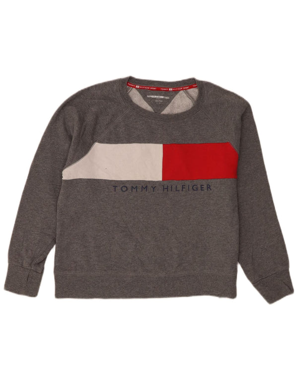 Tommy Hilfiger Sweat-shirt pour femme UK 16 Large Gris Colorblock