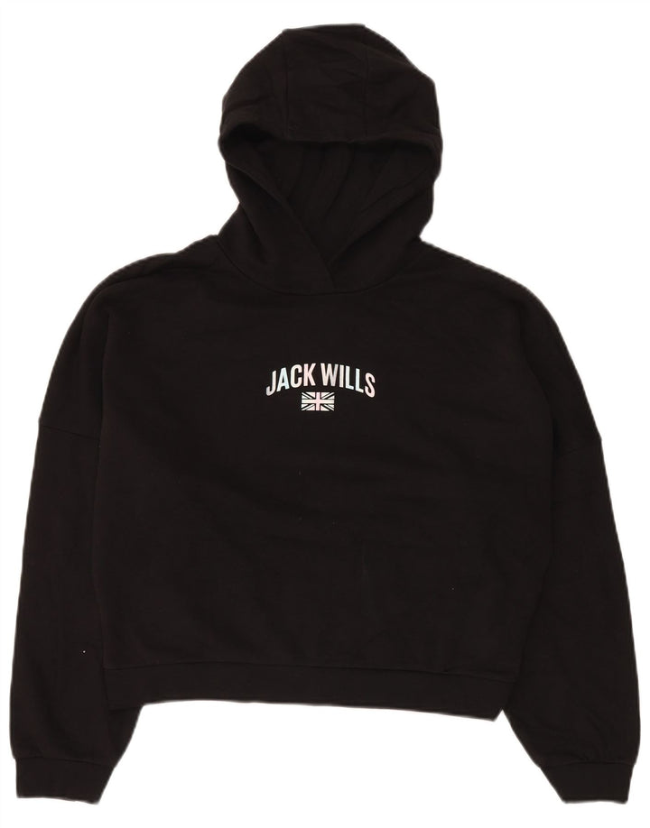 JACK WILLS Pull à capuche surdimensionné court graphique pour fille 14-15 ans Noir