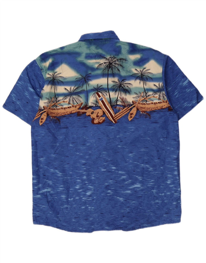 Lowes Chemise à manches courtes pour hommes Grand polyester moucheté bleu hawaïen