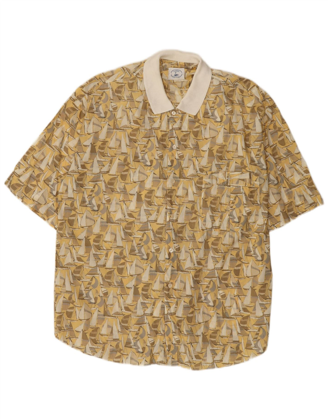 Carrel Chemise à Manches Courtes Homme Grand Coton Géométrique Jaune