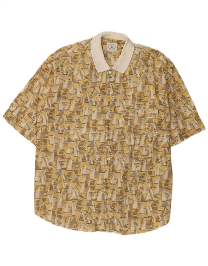 Carrel Chemise à Manches Courtes Homme Grand Coton Géométrique Jaune