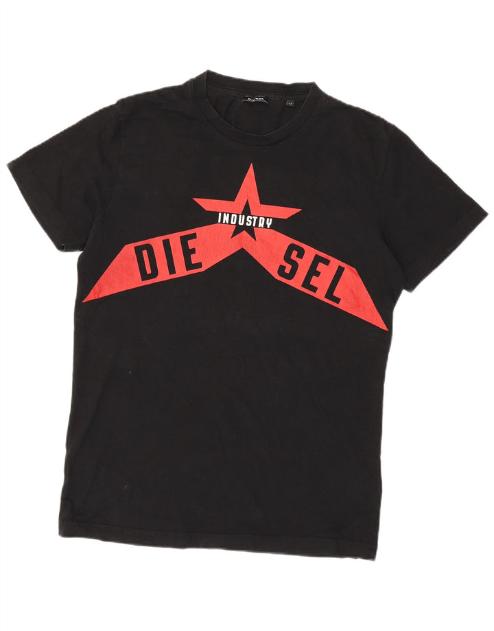 Diesel T-Shirt Graphique Homme Noir Moyen Coton