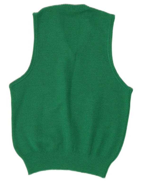 vintage Womens Vest Tank Top UK 10 Petit Acrylique Vert