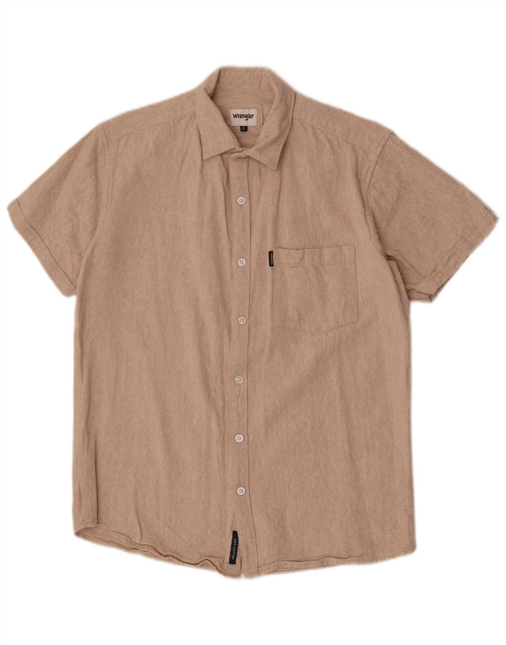 Wrangler Chemise à manches courtes pour homme Grand coton beige