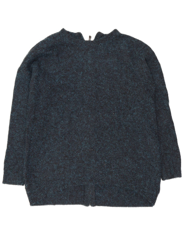 Topshop Cardigan surdimensionné pour femme UK 10 Petit acrylique moucheté bleu