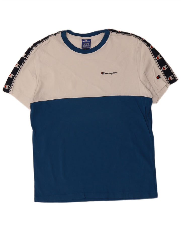 Champion T-Shirt Graphique Homme Bleu Moyen Colourblock Cotton
