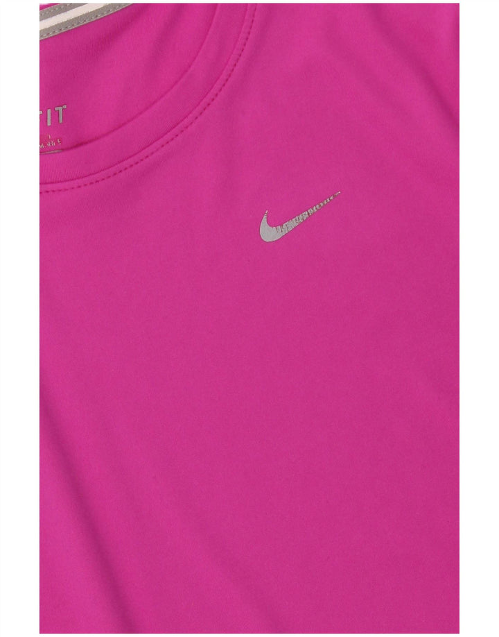 NIKE T-shirt Dri Fit pour femme UK 8 Petit Rose Polyester