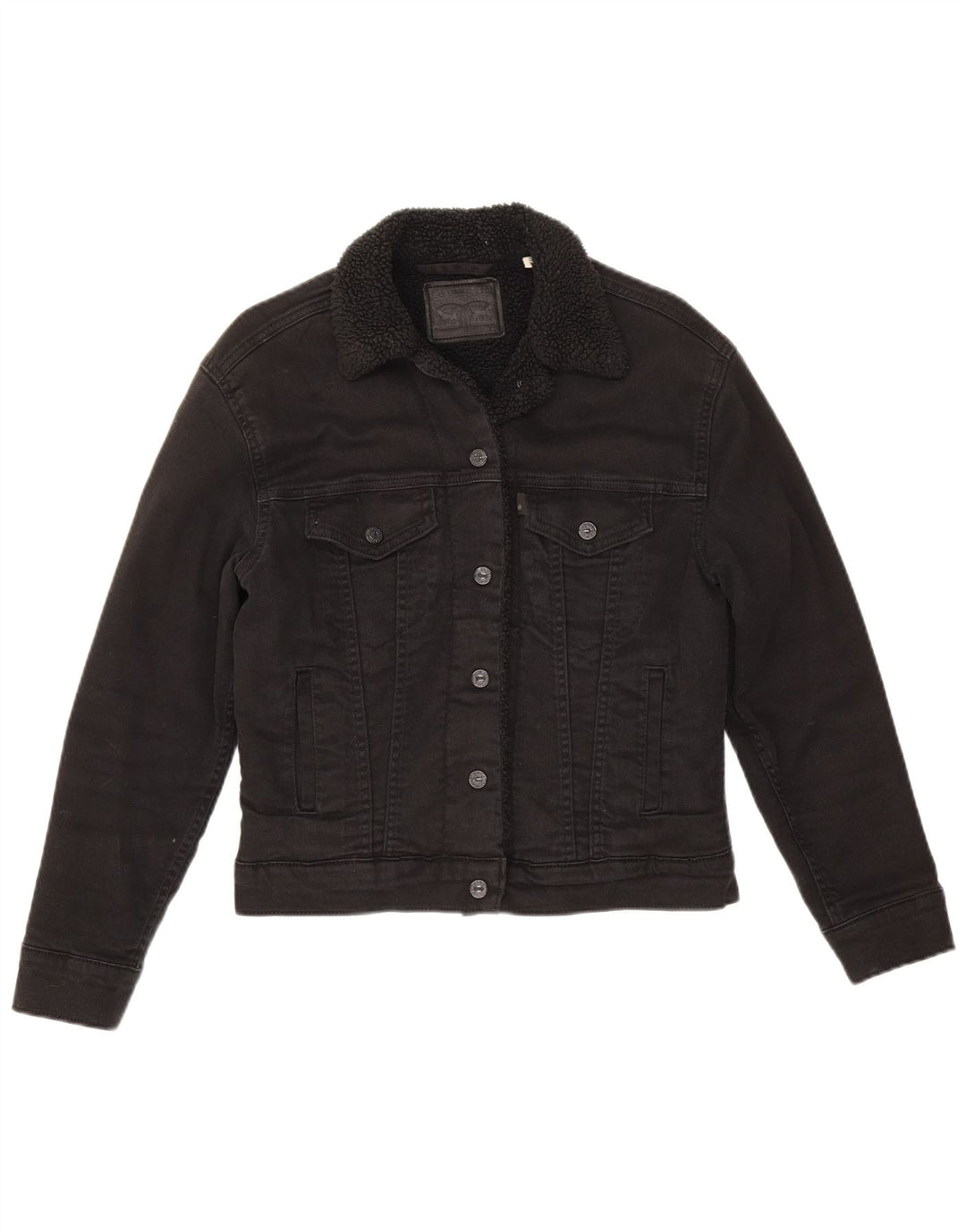 Levi's Veste en Jean Sherpa Femme UK 6 XS Noir Coton