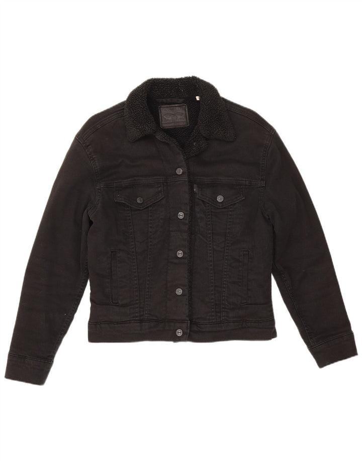 Levi's Veste en Jean Sherpa Femme UK 6 XS Noir Coton