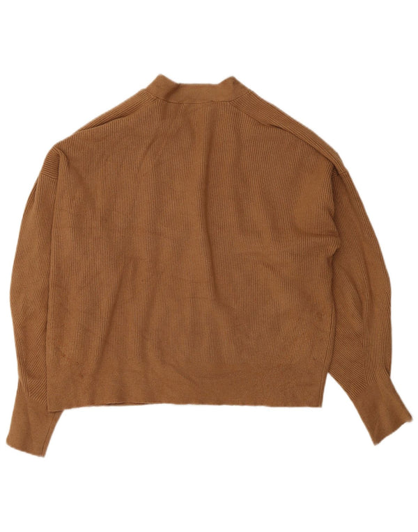 Zara Cardigan court pour femme UK 14 Viscose marron moyen