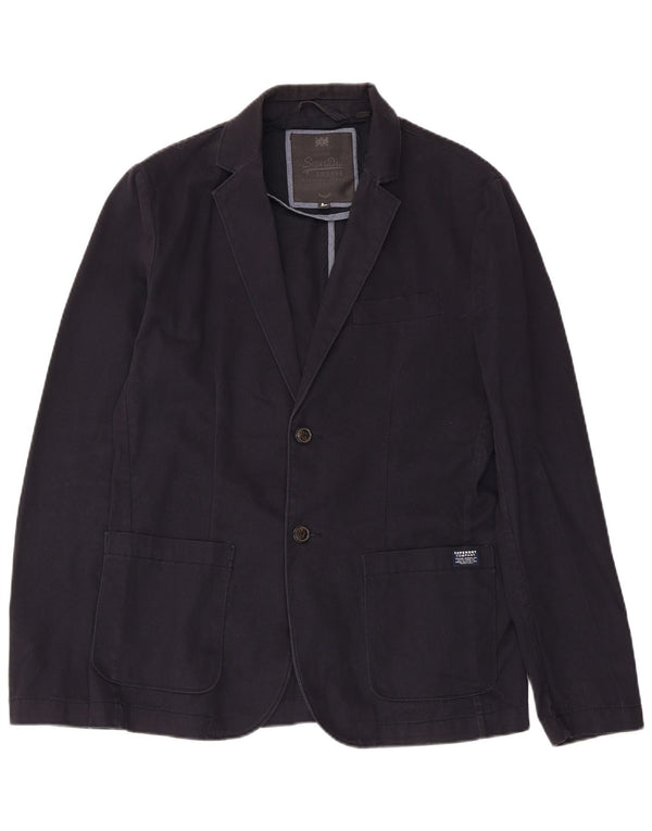 Superdry Veste Blazer 2 Boutons Homme UK 40 Large Bleu Marine Coton